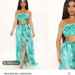 Fashionnova Reina 2 piece maxi skort set turquoise size medium